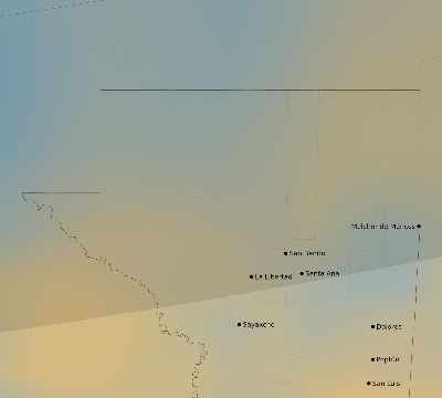 Map of the average cloud coverage across Guatemala for the solar eclipse of 02/23/2240