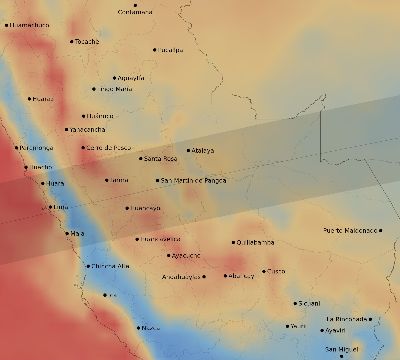Map of the average cloud coverage across Peru for the solar eclipse of 08/18/2240