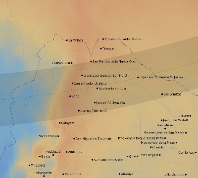 Map of the average cloud coverage across Argentina for the solar eclipse of 02/11/2241