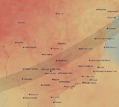 Map of the average cloud coverage across Brazil for the solar eclipse of 02/11/2241