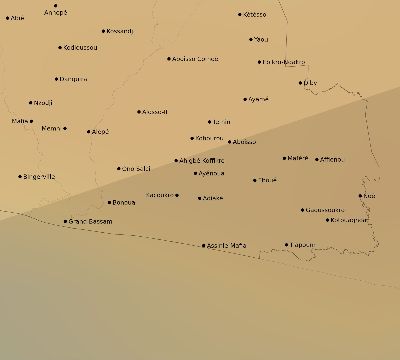 Map of the average cloud coverage across Côte d'Ivoire (Ivory Coast) for the solar eclipse of 02/11/2241