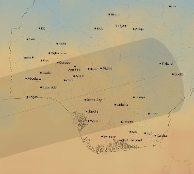 Map of the average cloud coverage across Nigeria for the solar eclipse of 02/11/2241