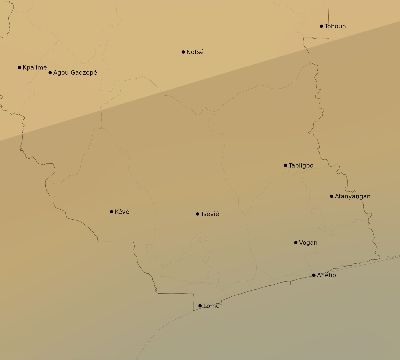 Map of the average cloud coverage across Togo for the solar eclipse of 02/11/2241