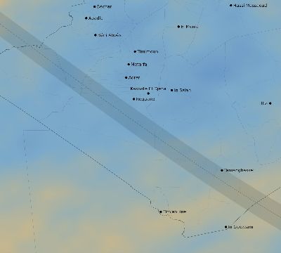 Map of the average cloud coverage across Algeria for the solar eclipse of 12/12/2243