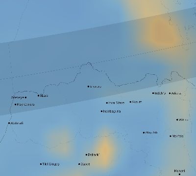 Map of the average cloud coverage across Ethiopia for the solar eclipse of 12/12/2243