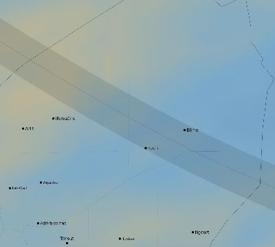 Map of the average cloud coverage across Niger for the solar eclipse of 12/12/2243