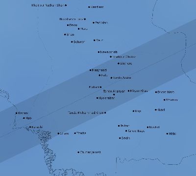 Map of the average cloud coverage across Pakistan for the solar eclipse of 12/12/2243