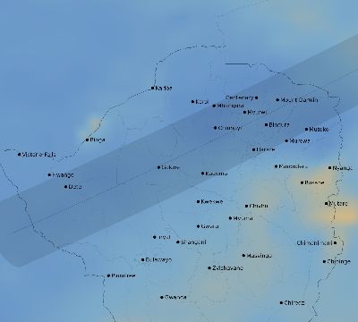 Map of the average cloud coverage across Zimbabwe for the solar eclipse of 06/06/2244