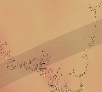 Map of the average cloud coverage across Greenland for the solar eclipse of 05/26/2245