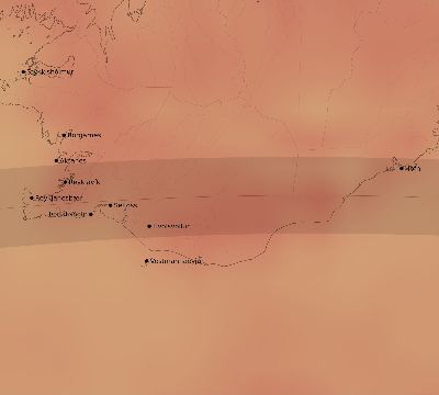 Map of the average cloud coverage across Iceland for the solar eclipse of 05/26/2245