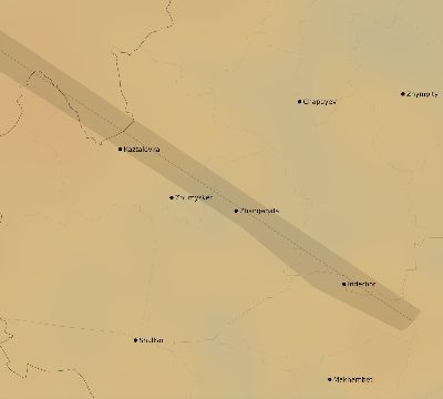 Map of the average cloud coverage across Kazakhstan for the solar eclipse of 05/26/2245