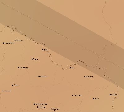 Map of the average cloud coverage across Latvia for the solar eclipse of 05/26/2245