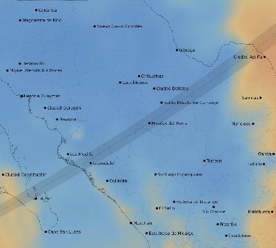 Map of the average cloud coverage across Mexico for the solar eclipse of 05/26/2245