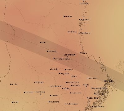 Map of the average cloud coverage across Sweden for the solar eclipse of 05/26/2245