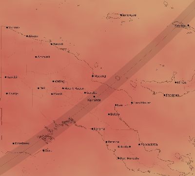 Map of the average cloud coverage across Papua New Guinea for the solar eclipse of 03/26/2248