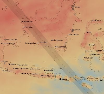 Map of the average cloud coverage across Indonesia for the solar eclipse of 09/18/2248