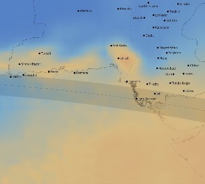 Map of the average cloud coverage across Pakistan for the solar eclipse of 09/18/2248