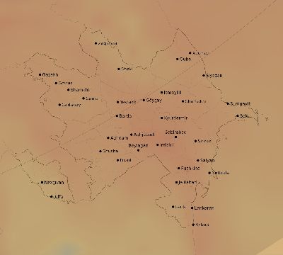 Map of the average cloud coverage across Azerbaijan for the solar eclipse of 03/15/2249