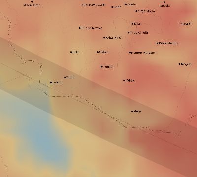 Map of the average cloud coverage across Ethiopia for the solar eclipse of 07/19/2251
