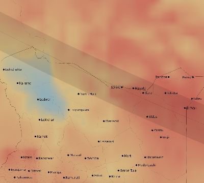 Map of the average cloud coverage across Kenya for the solar eclipse of 07/19/2251