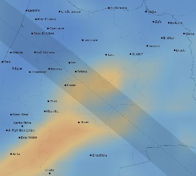 Map of the average cloud coverage across Morocco for the solar eclipse of 07/19/2251