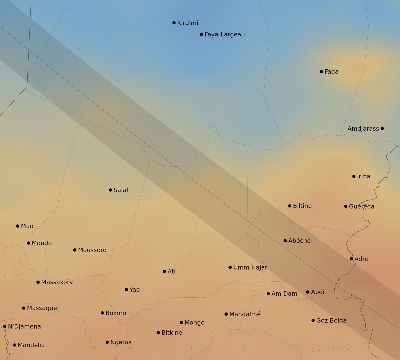 Map of the average cloud coverage across Chad for the solar eclipse of 07/19/2251