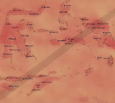 Map of the average cloud coverage across Indonesia for the solar eclipse of 01/12/2252