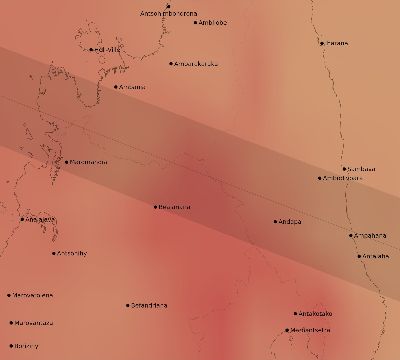 Map of the average cloud coverage across Madagascar for the solar eclipse of 01/12/2252