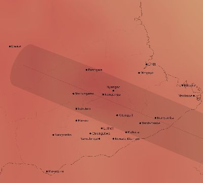 Map of the average cloud coverage across Tanzania for the solar eclipse of 01/12/2252