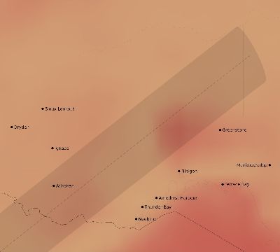 Map of the average cloud coverage across Canada for the solar eclipse of 12/31/2252