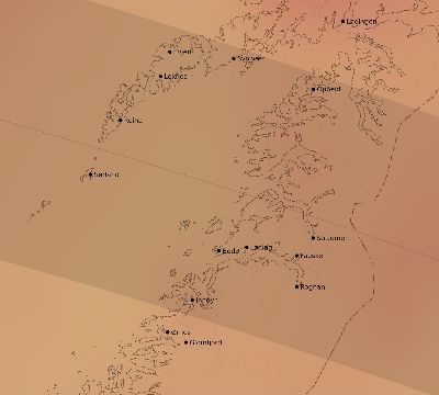 Map of the average cloud coverage across Norway for the solar eclipse of 05/17/2254