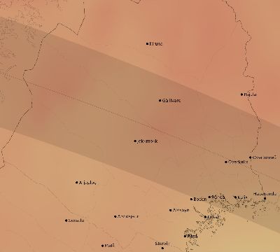 Map of the average cloud coverage across Sweden for the solar eclipse of 05/17/2254