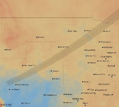 Map of the average cloud coverage across United States for the solar eclipse of 05/17/2254