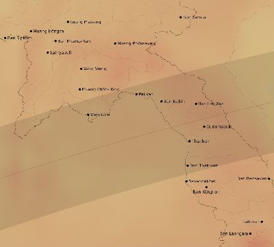 Map of the average cloud coverage across Laos for the solar eclipse of 05/07/2255