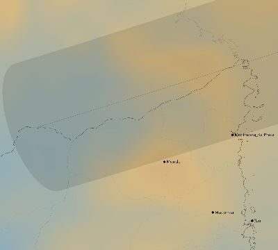 Map of the average cloud coverage across Mozambique for the solar eclipse of 05/07/2255