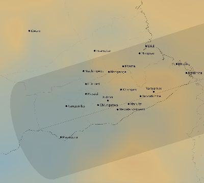 Map of the average cloud coverage across Tanzania for the solar eclipse of 05/07/2255