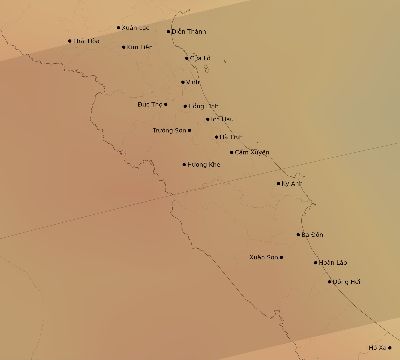 Map of the average cloud coverage across Vietnam for the solar eclipse of 05/07/2255