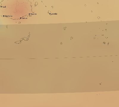 Map of the average cloud coverage across Fiji for the solar eclipse of 10/31/2255