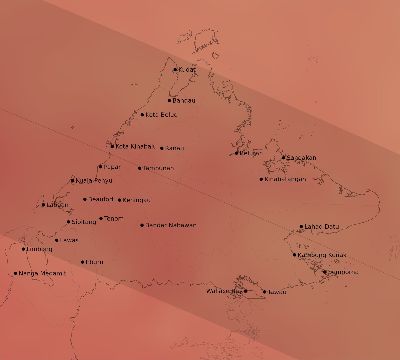Map of the average cloud coverage across Malaysia for the solar eclipse of 10/31/2255
