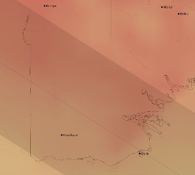 Map of the average cloud coverage across Papua New Guinea for the solar eclipse of 10/31/2255