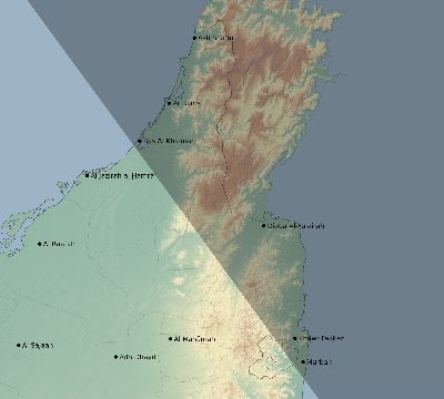 Map of the eclipse path across United Arab Emirates on 10/01/1502