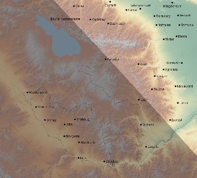 Map of the eclipse path across Azerbaijan on 10/01/1502