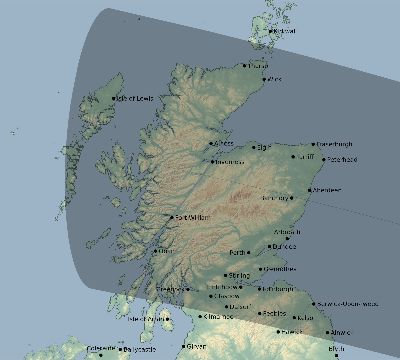Map of the eclipse path across United Kingdom on 10/01/1502