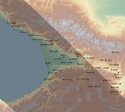Map of the eclipse path across Georgia on 10/01/1502