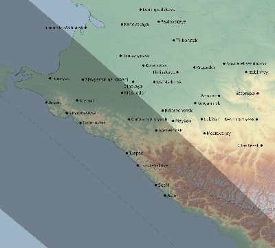 Map of the eclipse path across Russia on 10/01/1502
