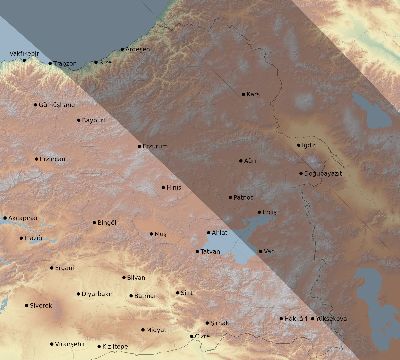 Map of the eclipse path across Turkey on 10/01/1502