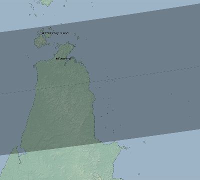Map of the eclipse path across Australia on 03/27/1503