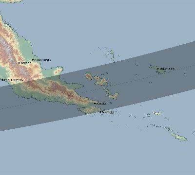 Map of the eclipse path across Papua New Guinea on 03/27/1503