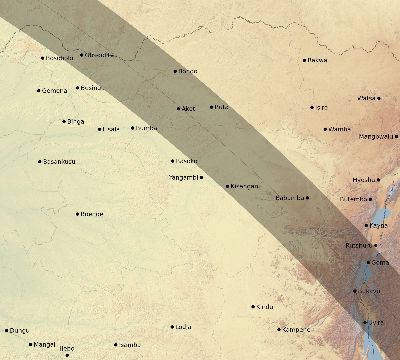 Map of the eclipse path across DR Congo on 09/20/1503