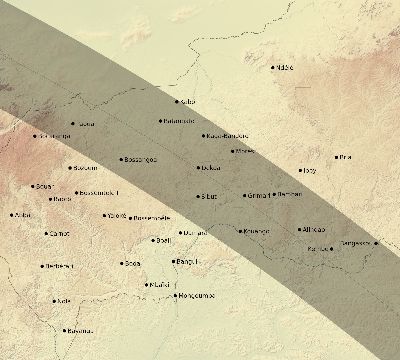 Map of the eclipse path across Central African Republic on 09/20/1503